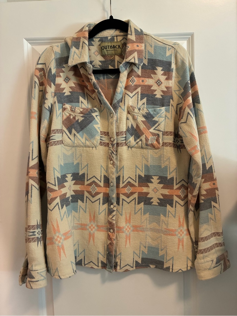 Outback Women's Beige Aztec Button-Down Shirt
